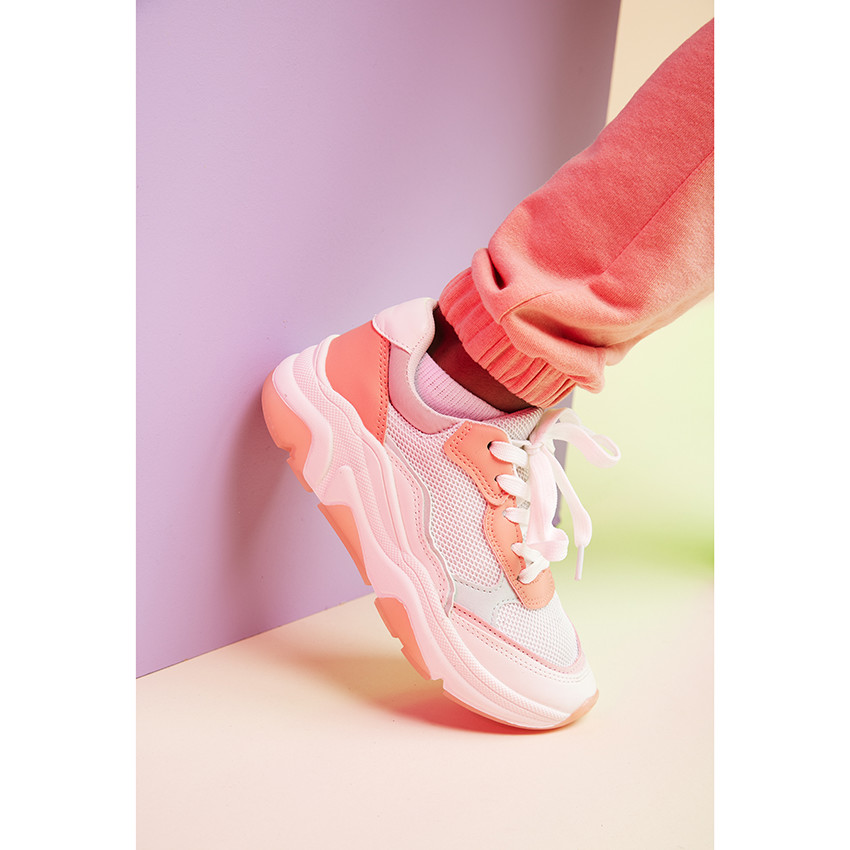 Αθλητικά παπούτσια με ενισχύσεις και mesh για κορίτσι 