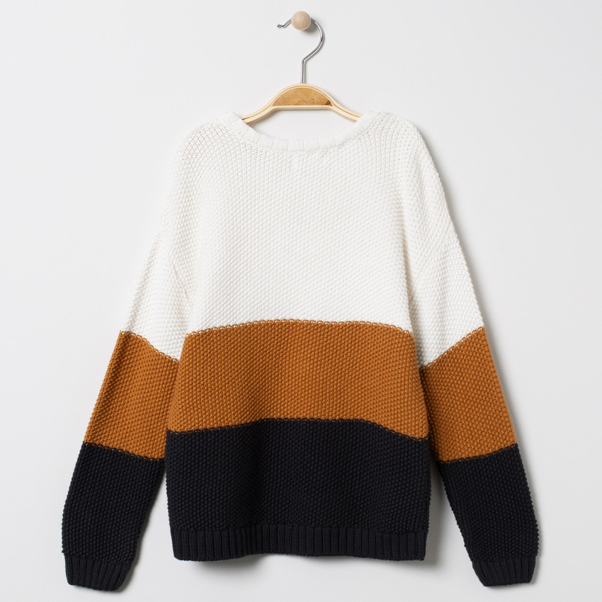 Pull tricolore à grosse maille 