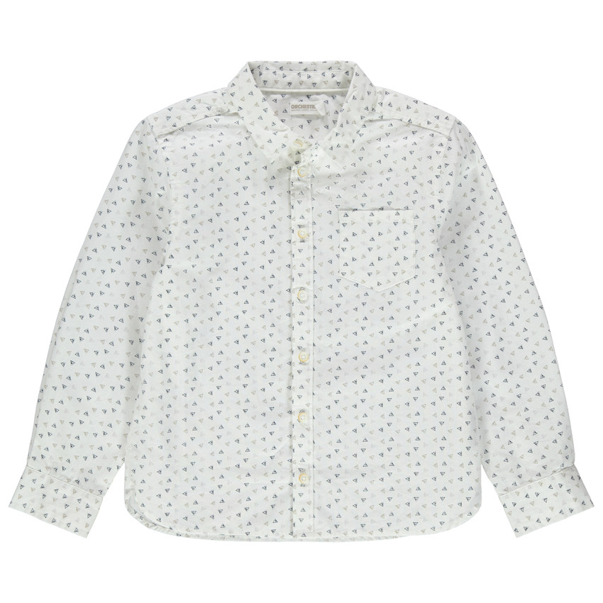 Chemise manches longues à imprimé graphique all-over et poche 