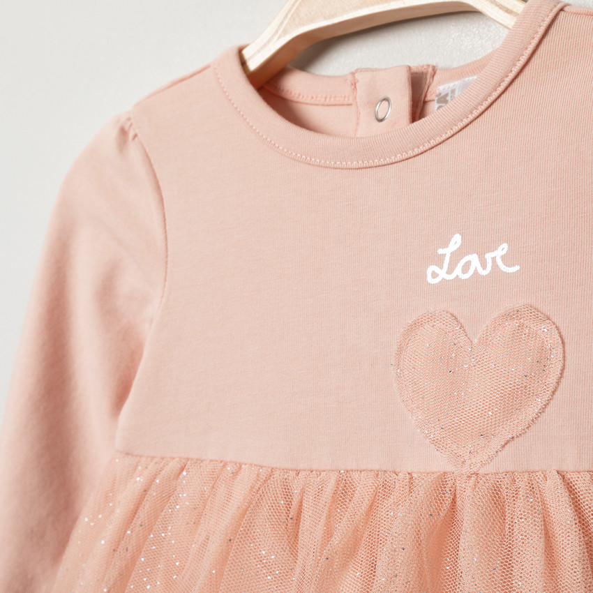 Φόρεμα body μακρυμάνικο με tulle με glitter για bebe κορίτσι Main Φόρεμα body μακρυμάνικο με tulle με glitter για bebe κορίτσι