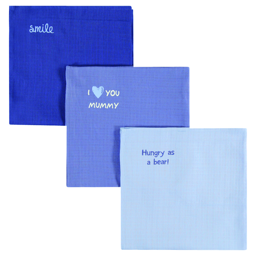 Lot de 3 langes avec message printé  Additional Lot de 3 langes avec message printé