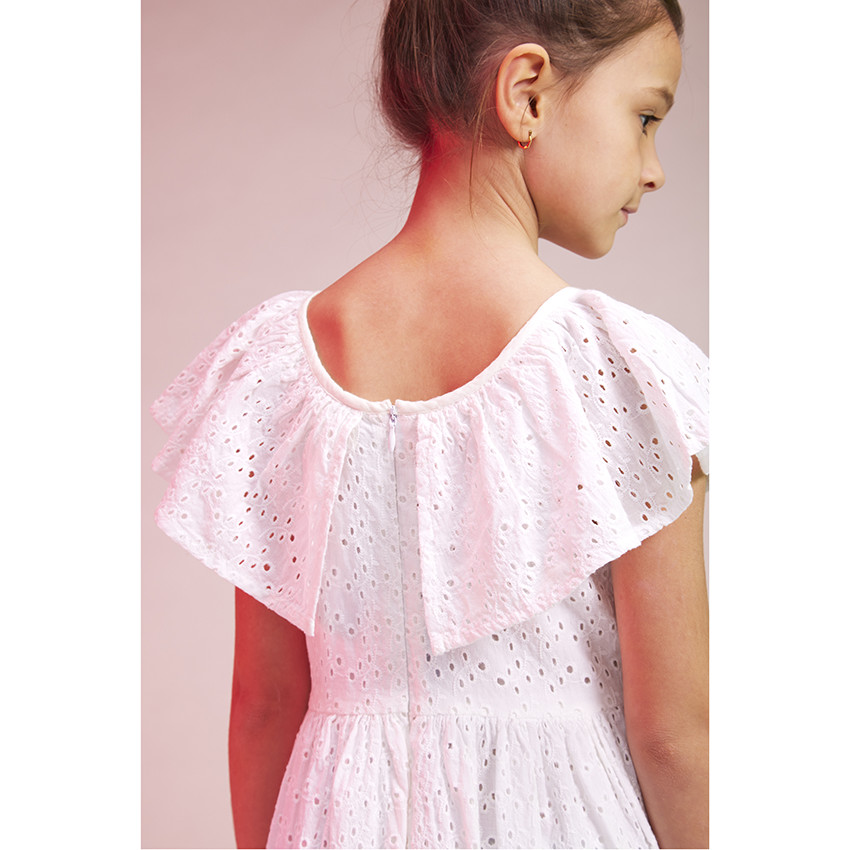 Φόρεμα με κοντά μανίκια σε broderie anglaise για κορίτσι 