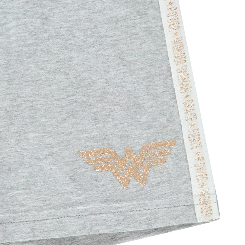 Σορτς jersey με ρίγες και logo με glitter Wonder Woman Main Σορτς jersey με ρίγες και logo με glitter Wonder Woman