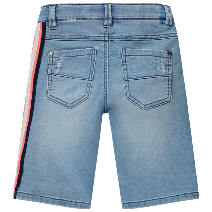 Bermuda jean avec détails used et bande rayée pour garçon 