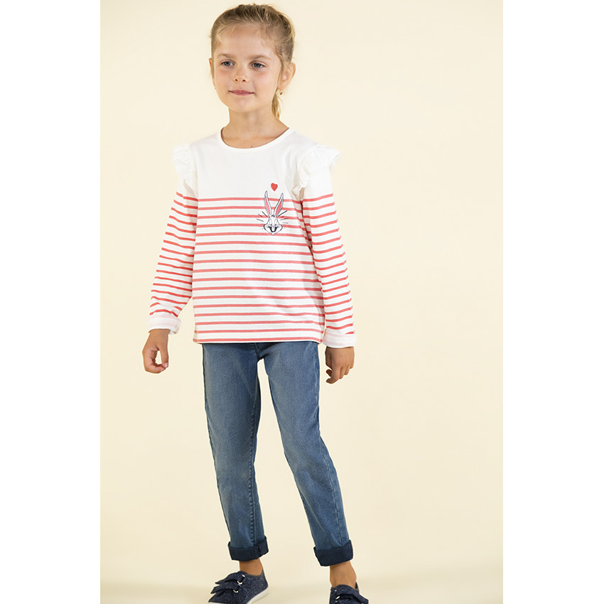 T-shirt μακρυμάνικο marinière jersey Bugs Bunny Warner για κορίτσι 