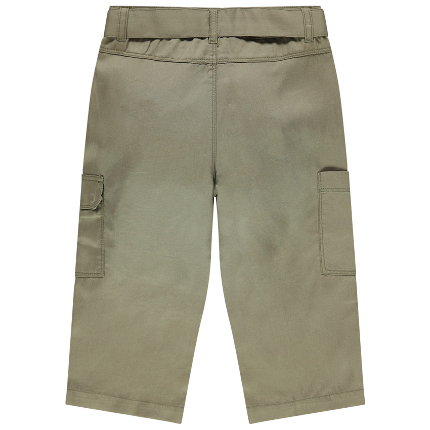 Pantacourt χακί με τσέπες  και ζώνη φουλάρι 