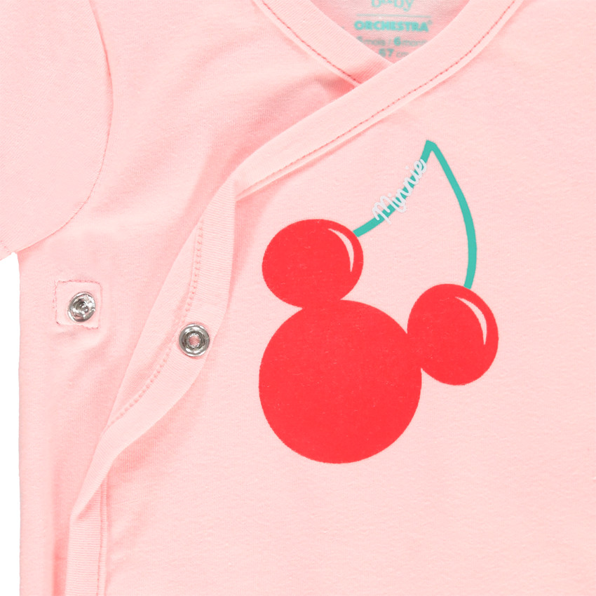 Body κοντομάνικο με τύπωμα  Minnie σε σχήμα κερασιού 