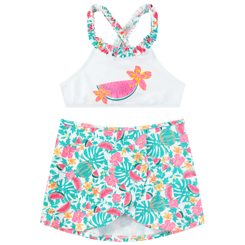 Εμπριμέ μαγιό με φουστίτσα 