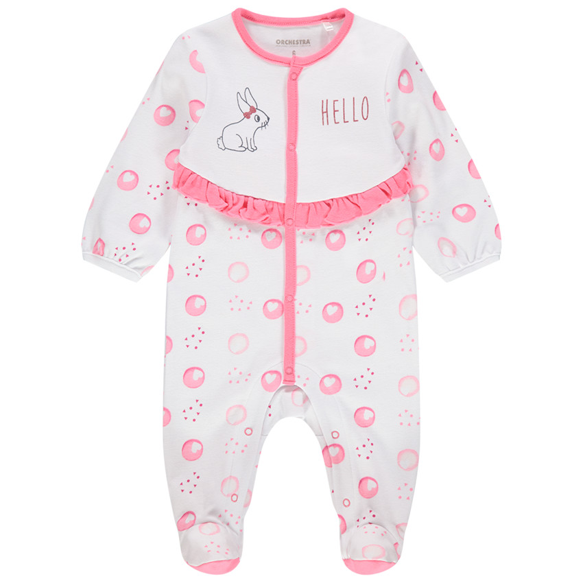 Εμπριμέ φορμάκι ύπνου με βολάν από βιολογικό βαμβάκι 