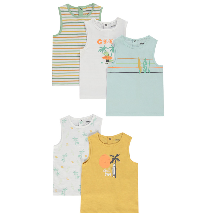 Σετ από 5 αμάνικα μπλουζάκια από jersey print surf για bebe αγόρι  Additional Σετ από 5 αμάνικα μπλουζάκια από jersey print surf για bebe αγόρι