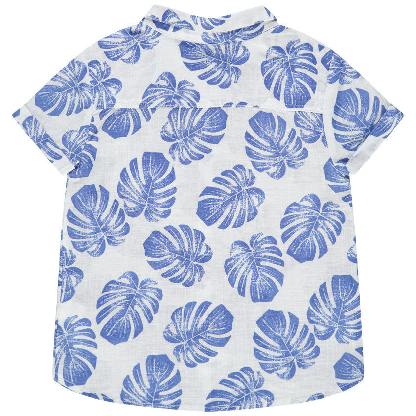 Κοντομάνικο πουκάμισο με εμπριμέ μοτίβο φύλλα 