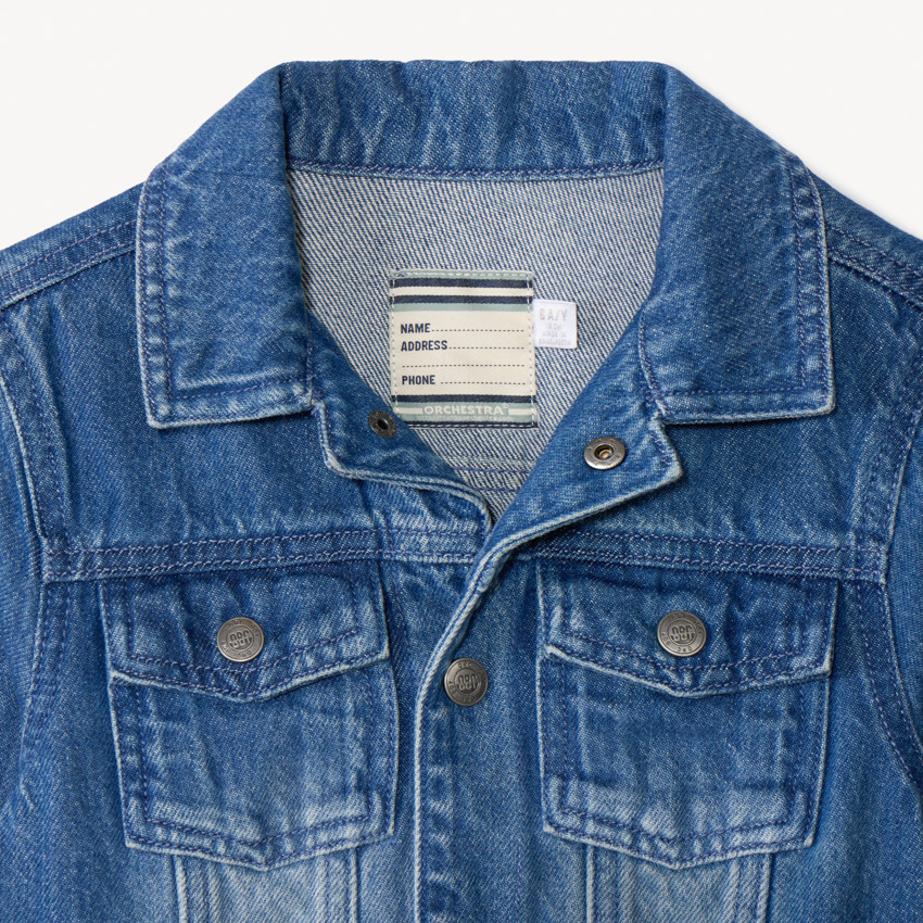 Μπουφάν jean με ξεθωριασμένο εφέ για αγόρι 