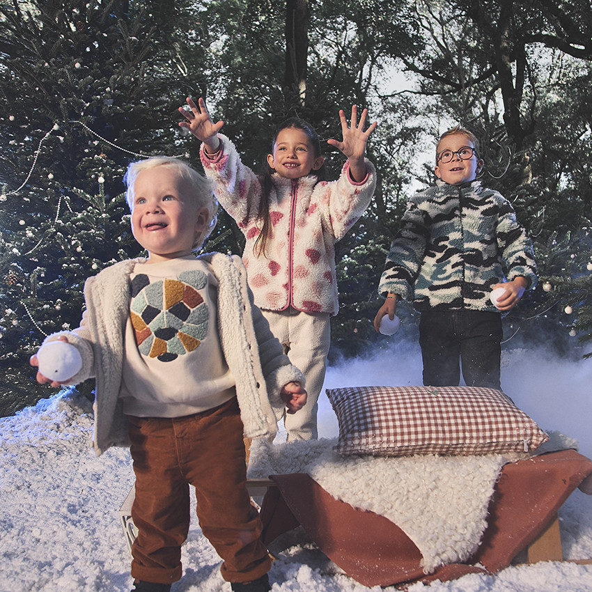 Ζακέτα πλεκτή με κουκούλα και επένδυση για μωρό αγόρι 