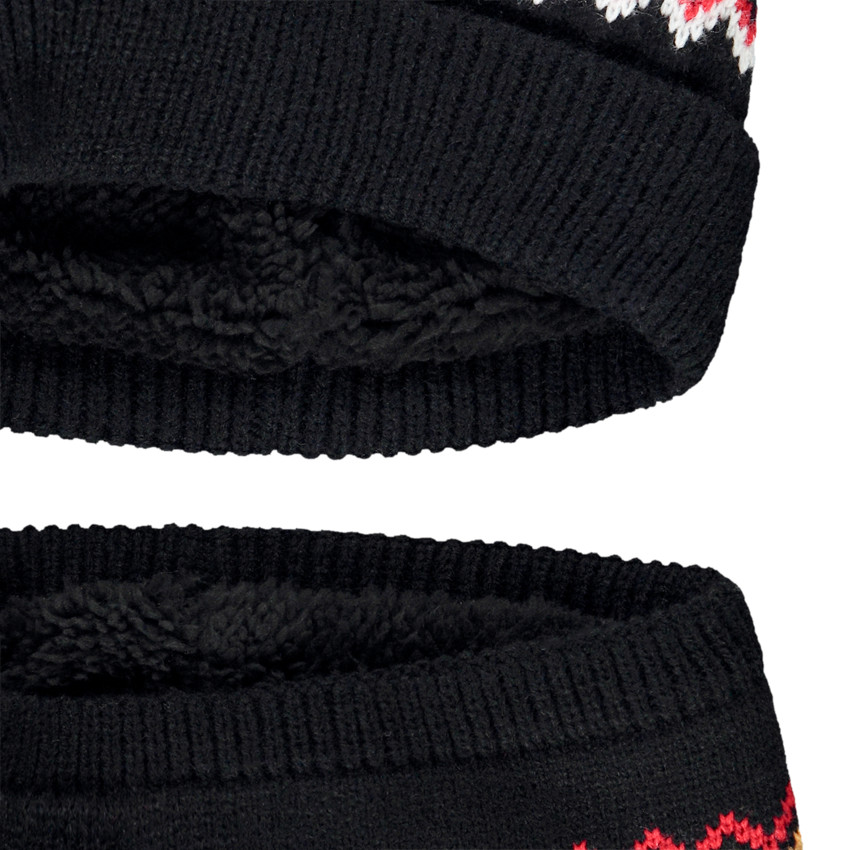 Set en tricot jacquard bonnet + snood doublés pour garçon 