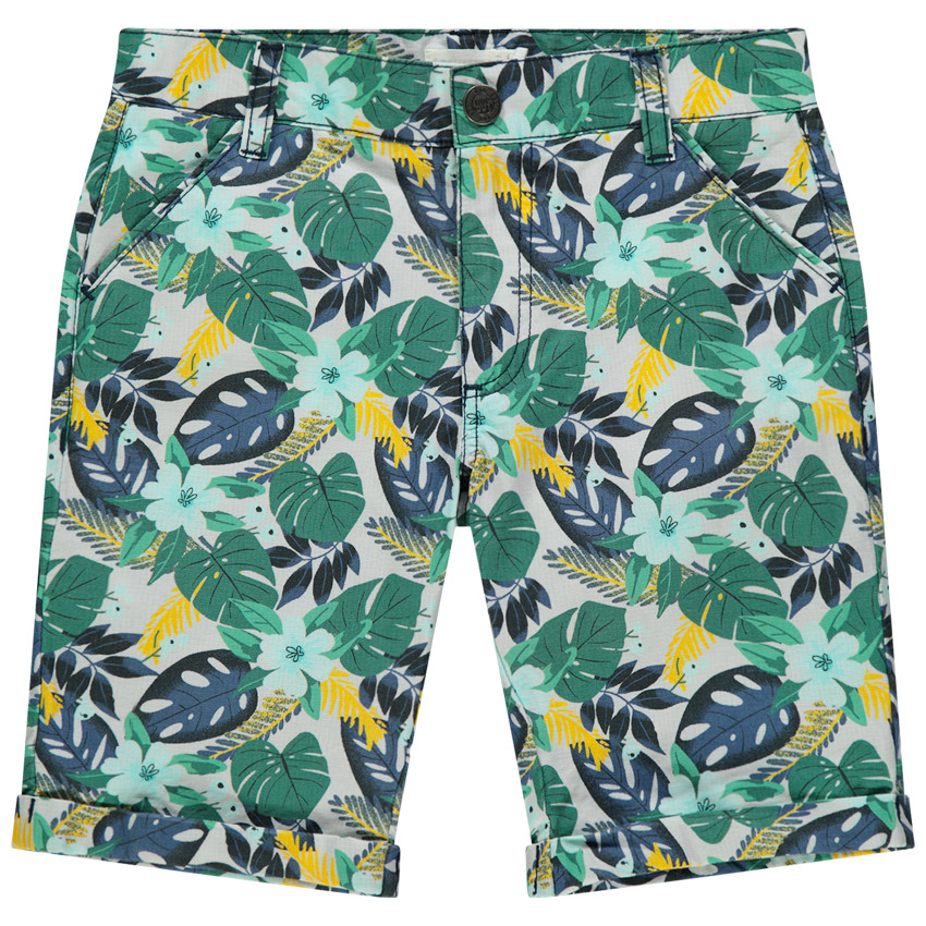 Βερμούδα βαμβακερή με σχέδιο floral σε όλη την επιφάνεια 