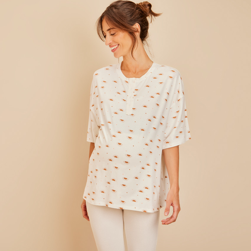Μπλούζα T-shirt oversize εγκυμοσύνης και θηλασμού με σχέδιο soleils 