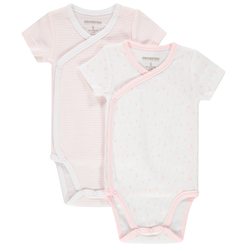 Σετ με 2 κοντομάνικα κορμάκια από βιολογικό βαμβάκι ριγέ / με μοτίβο 