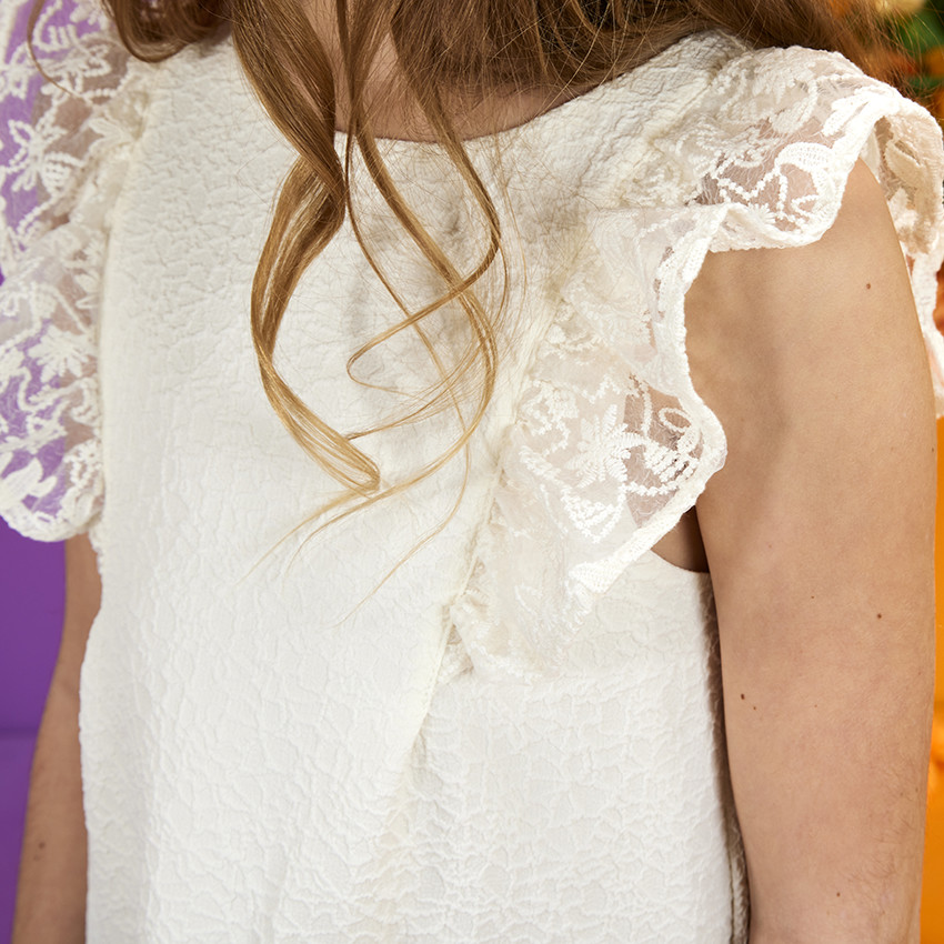 Γιορτινό φόρεμα jacquard με κεντημένα μανίκια για κορίτσι 