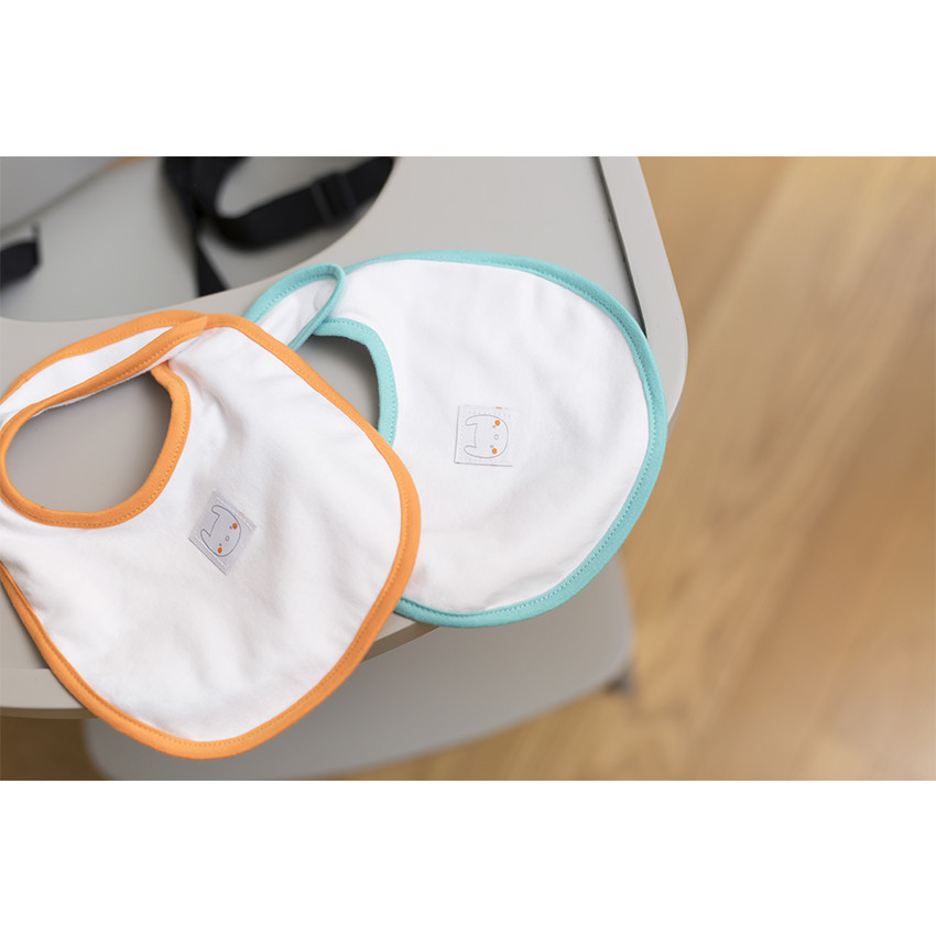 Lot de 5 bavoirs en jersey unis avec patch chat 