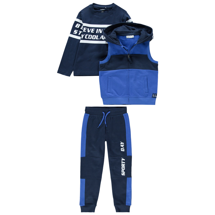 Φόρμα 3 τεμαχίων από φανέλα με τυπωμένη φράση  