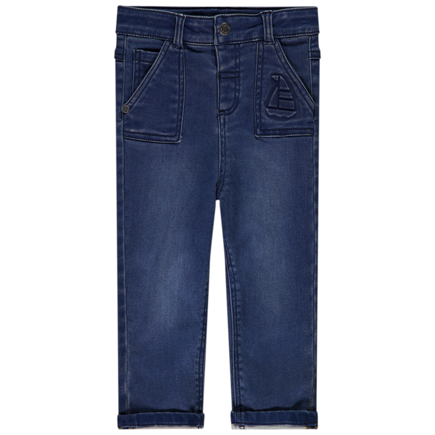 Τζιν από denim με ανάγλυφο σχέδιο ιστιοπλοϊκού για μωρό αγόρι 