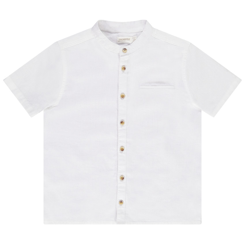 Πουκάμισο κοντομάνικο μονόχρωμο με γιακά mao για αγόρι 