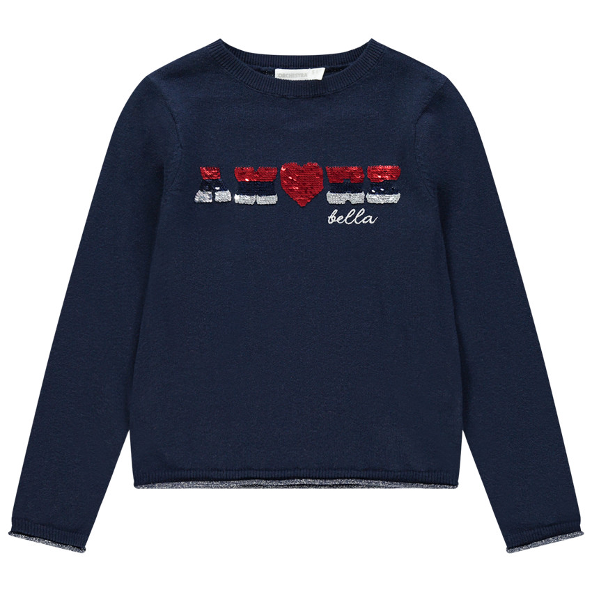 Πουλόβερ πλεκτό με μήνυμα σε μαγικές παγιέτες 