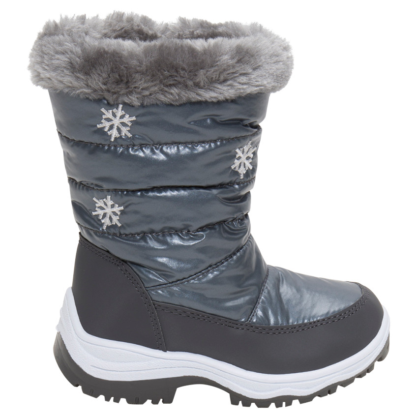 Ασημί μποτάκια après-ski με γούνινη επένδυση στο άνοιγμα, μεγέθη 24 έως 27 