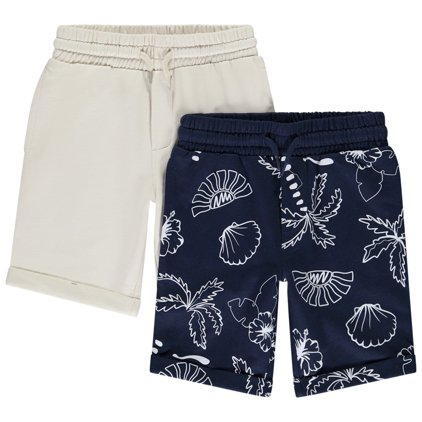 Σετ από 2 βερμούδες από πλεκτό σχέδιο για αγόρι 