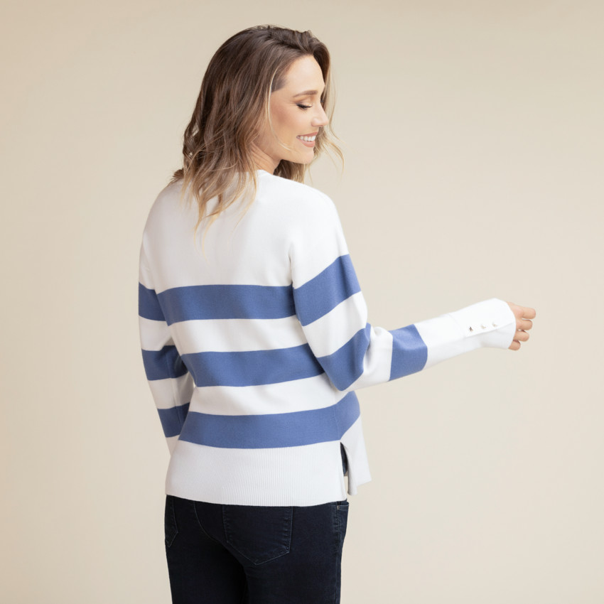 Πουλόβερ ριγέ από πλεκτό για γυναίκες 