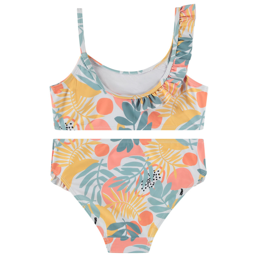 Μαγιό 2 τεμαχίων με βολάν και τροπικό σχέδιο για κορίτσι 