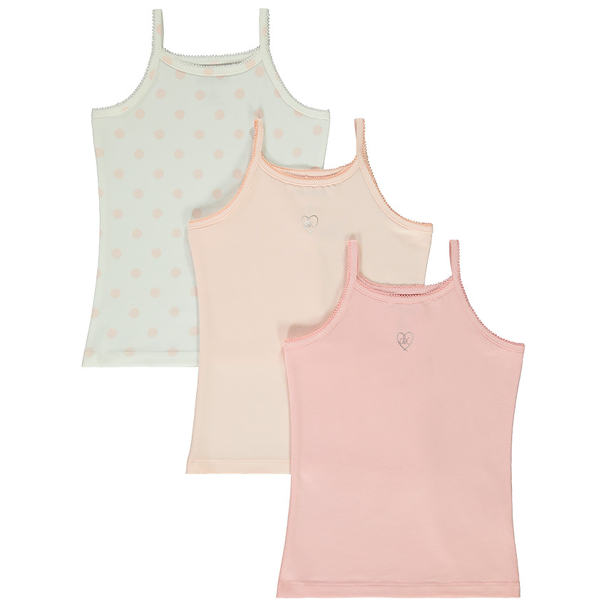 Σετ από 3 φανελάκια με τιράντες για κορίτσι 