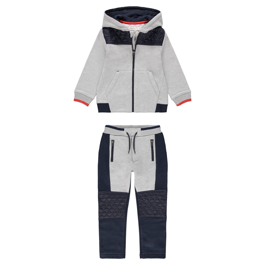 Δίχρωμη φόρμα από φανέλα με φερμουάρ στις τσέπες  