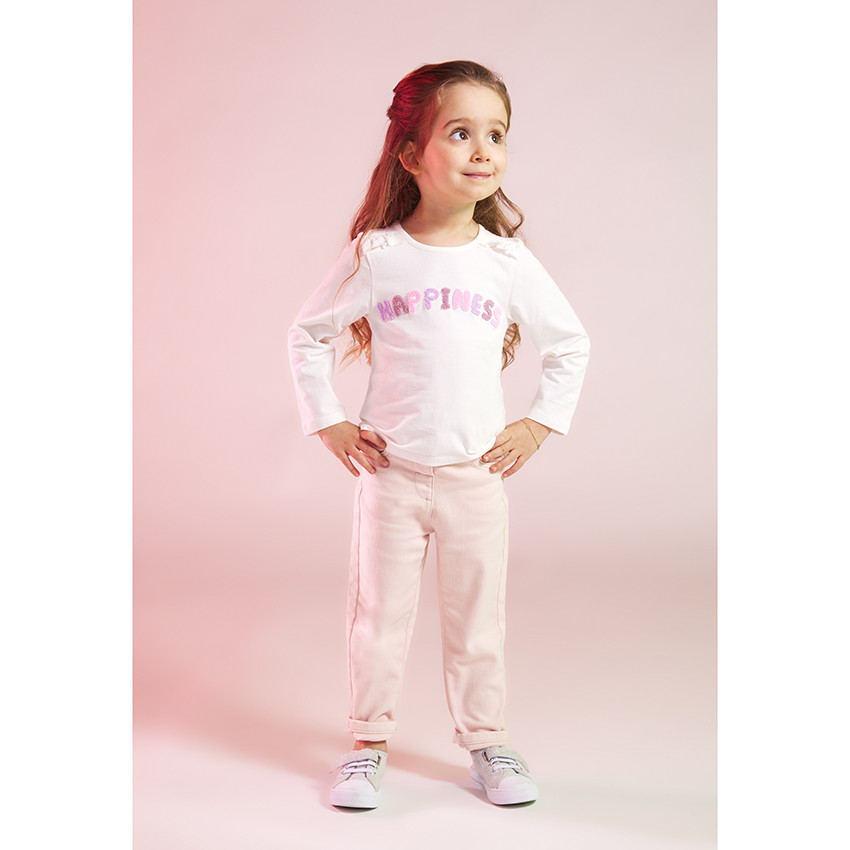 T-shirt μακρυμάνικο με εφαρμογή από πλεκτό για κορίτσι μωρό 