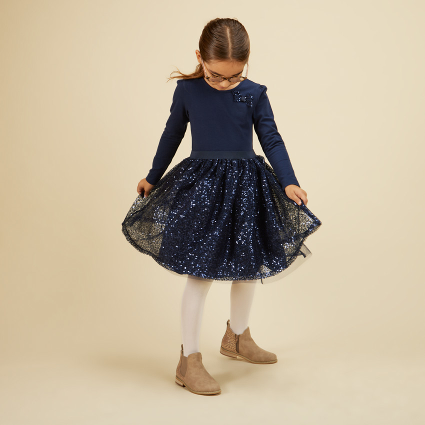 Γιορτινό φόρεμα εφέ 2 σε 1 με παγιέτες για κορίτσι 