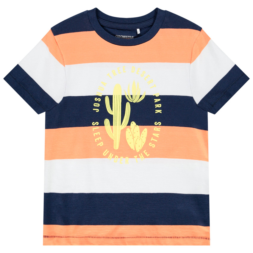 T-shirt manches courtes à larges rayures pour garçon Main T-shirt manches courtes à larges rayures pour garçon