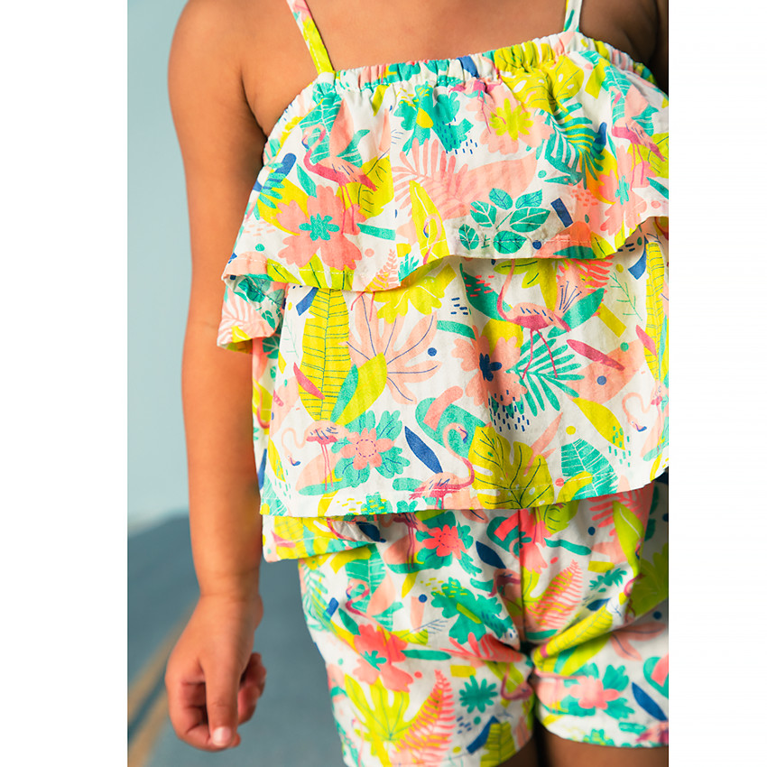 Combinaison courte imprimé tropical pour bébé fille Main Combinaison courte imprimé tropical pour bébé fille