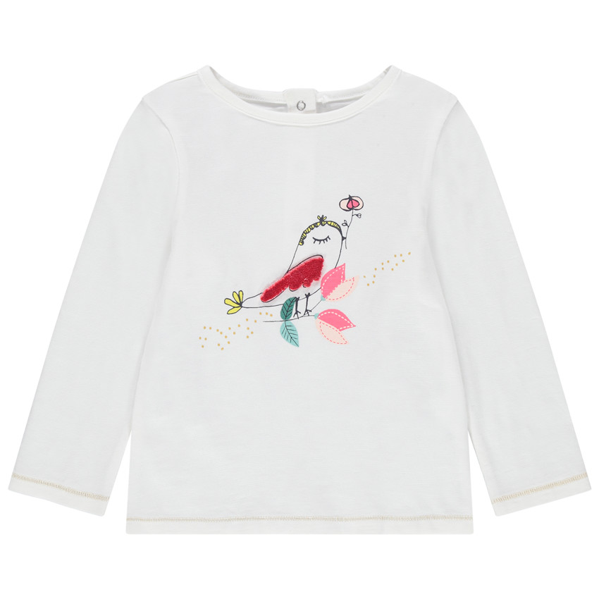 Μπλουζάκι μακρυμάνικο από οργανικό βαμβάκι και τυπωμένα πουλιά   