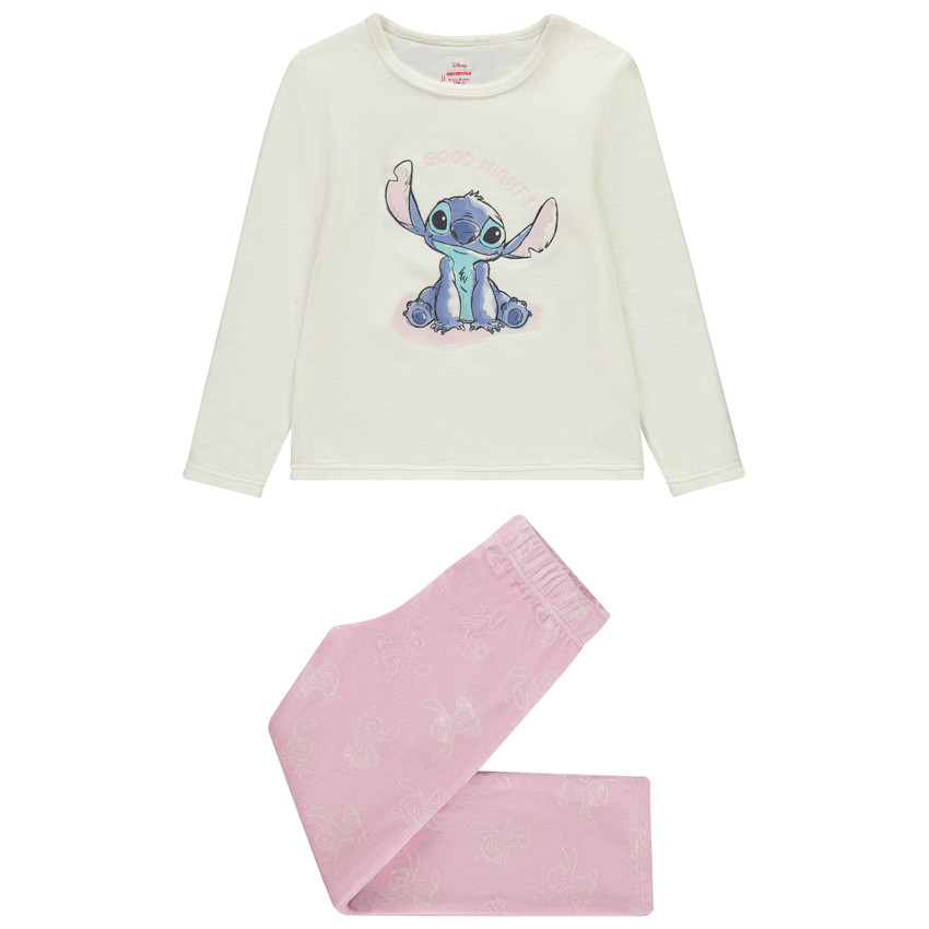 Σετ πιτζάμας 2 τμχ. από βελουτέ με σχέδιο Stitch για κορίτσι 