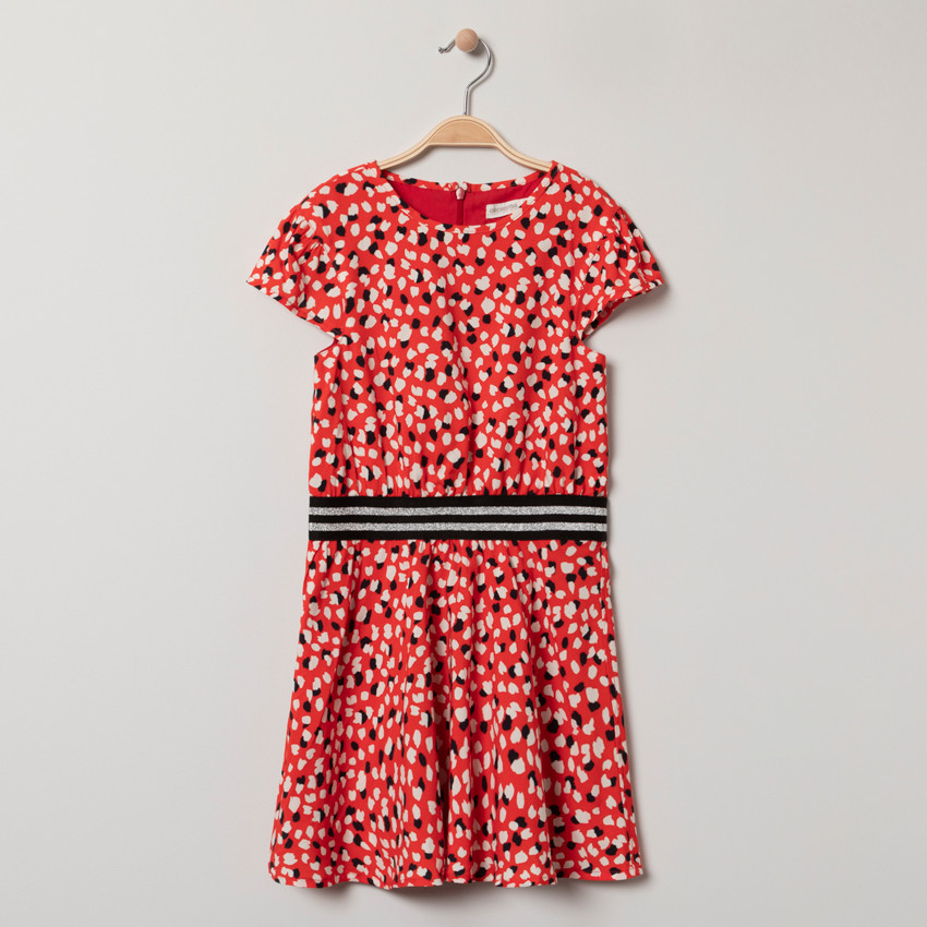 Robe manches courtes à imprimé graphique et taille élastiquée  Additional Robe manches courtes à imprimé graphique et taille élastiquée