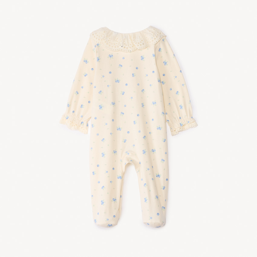 Βαμβακερός υπνόσακος με εκτύπωση μύρτιλλων και κεντητό γιακά για κορίτσι μωρού 