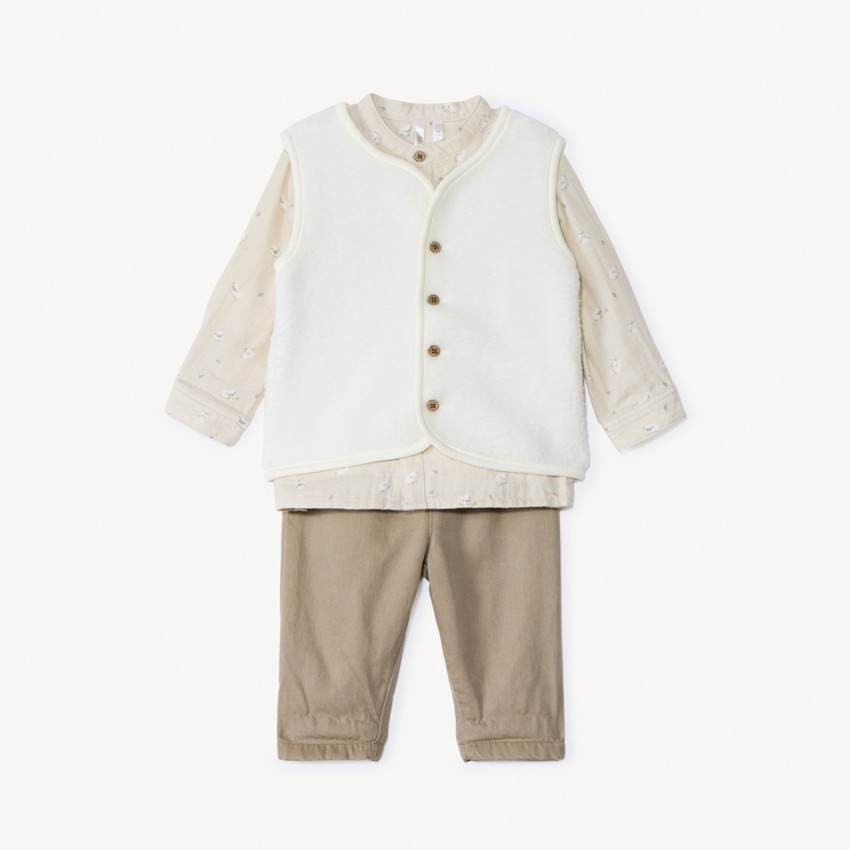 Ensemble 3 pièces motif moutons pour bébé garçon 