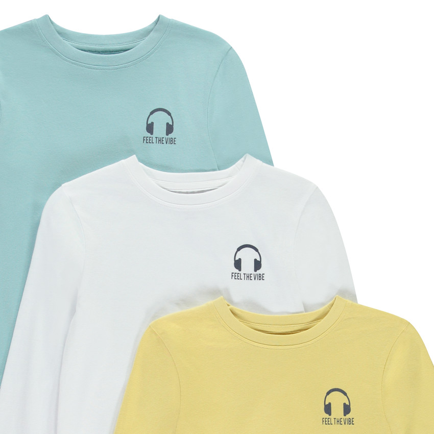 Σετ από 3 μακρυμάνικα μπλουζάκια με print για αγόρι 