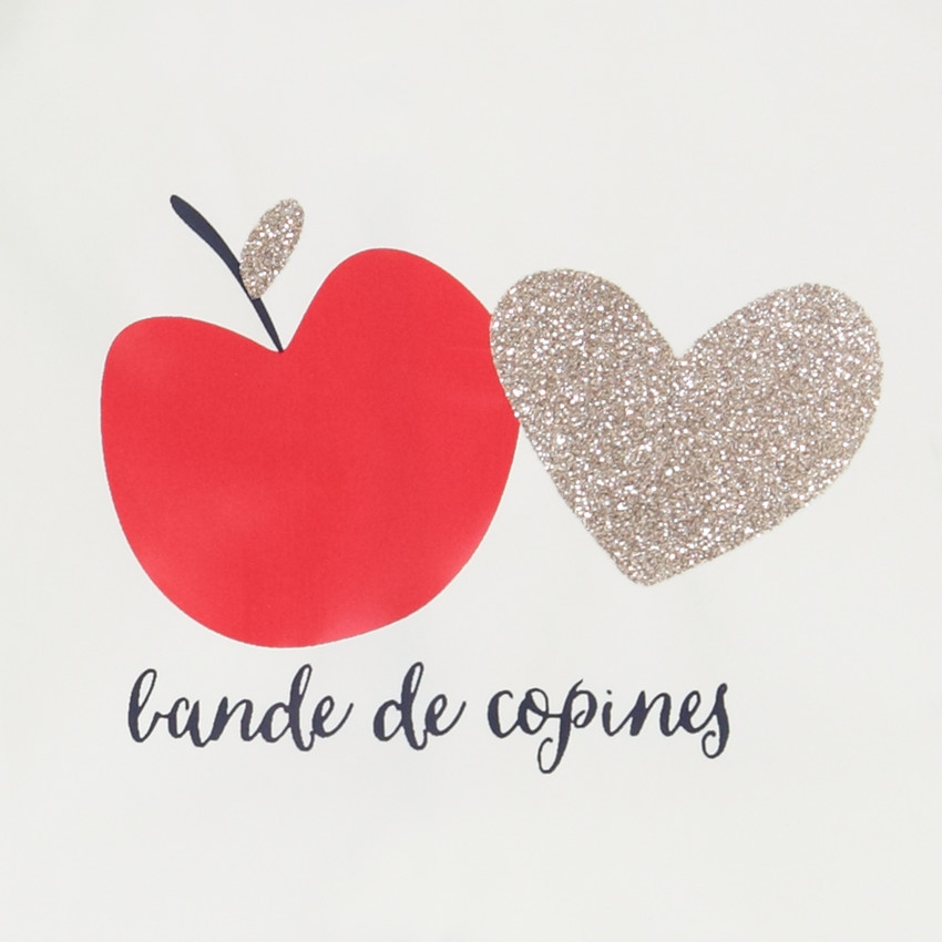 Tablier en toile manches longues imprimé pommes pour fille Main Tablier en toile manches longues imprimé pommes pour fille