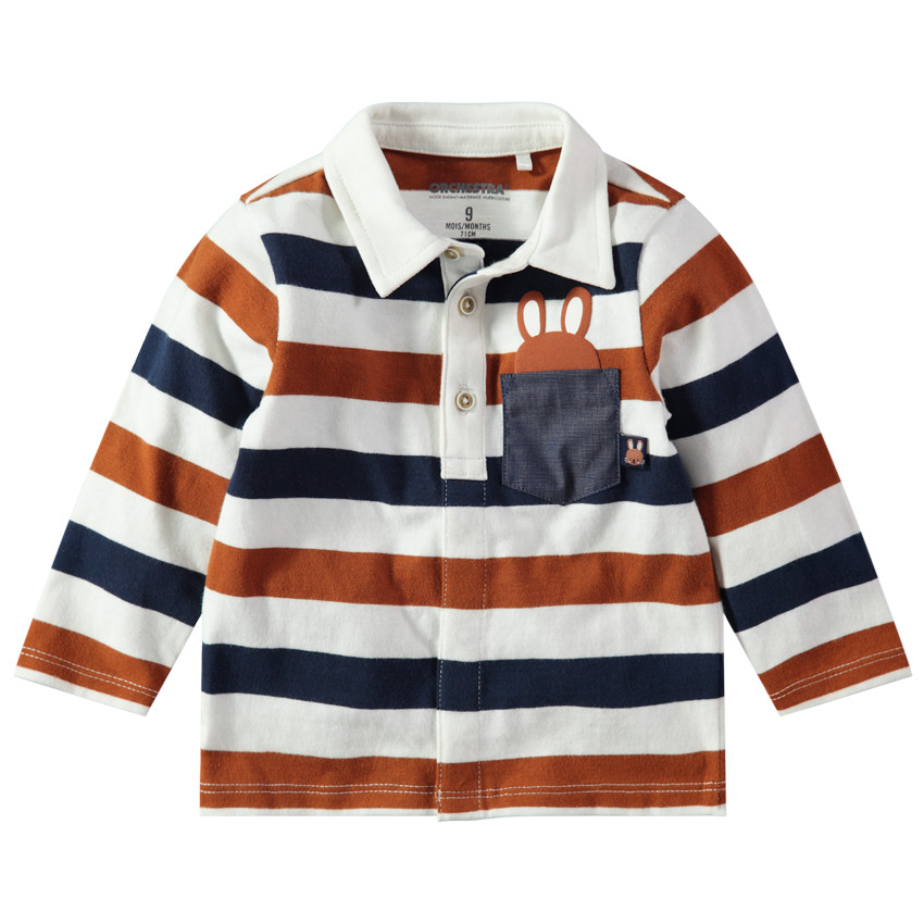 Μακρυμάνικο πόλο με τσέπη και στάμπα λαγουδάκι 