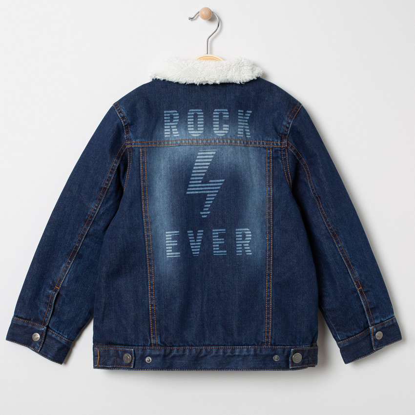 Veste en jean used doublée sherpa moutonnée  Additional Veste en jean used doublée sherpa moutonnée