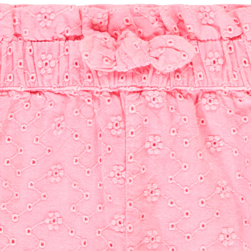 Σορτς μονόχρωμο από δαντέλα με φιόγκο για bebe κορίτσι 