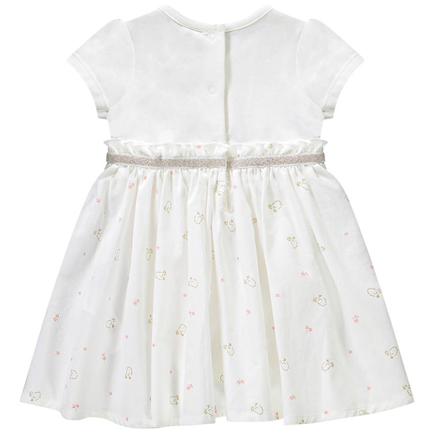 Φόρεμα body 2 σε 1 bi-matière με σχέδιο πουλιά για bebe κορίτσι 