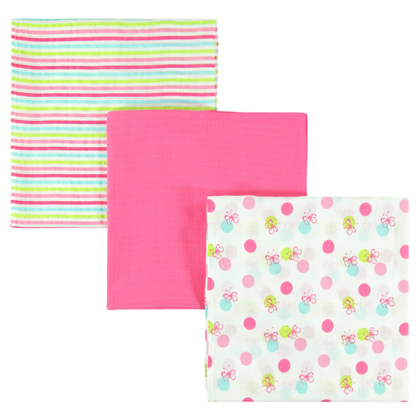 Set de 3 langes imprimés / unis / rayés 