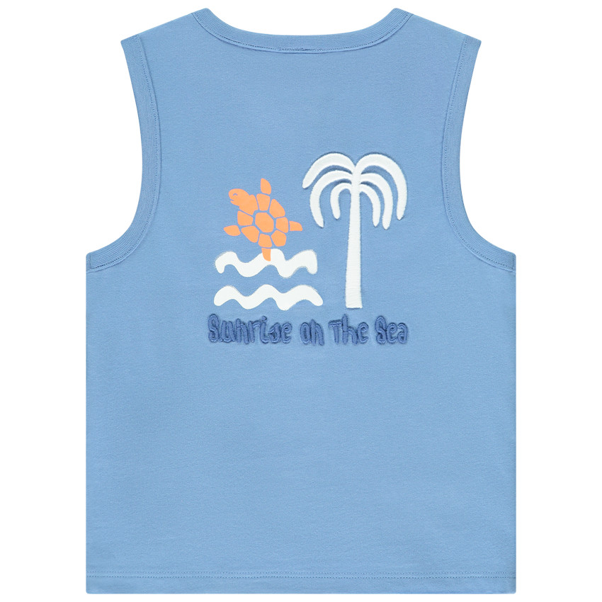 Μπλουζάκι αμάνικο jersey με κεντήματα 3D για bebe αγόρι 